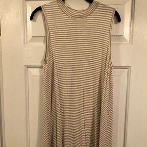 Cream striped high neck dress